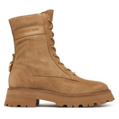 Trzewiki MICHAEL Michael Kors. Brązowe botki damskie MICHAEL Michael Kors, bez wzorów, bez obcasa, na płaskiej podeszwie, bez zapięcia. Za 1,169.00 zł.