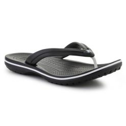 Klapki Crocs Crocband Flip Black U 11033-001 czarne. Czarne klapki damskie na lato, bez wzorów, eleganckie, bez obcasa, bez zapięcia. Za 271.50 zł.