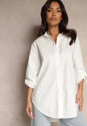 Biała Bawełniana Długa Koszula z Regulacją przy Rękawach Dorivelle. Białe koszule damskie Renee, xl, bez wzorów, z bawełny, eleganckie, bez kołnierzyka, bez ramiączek. Za 69.99 zł.