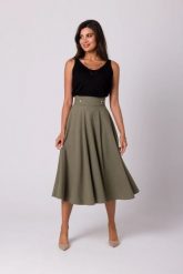 Rozkloszowana spódnica z wysokim stanem i kieszeniami khaki. Brązowe spódnice damskie Bewear, na lato, xl, bez wzorów, z podwyższonym stanem, midi, rozkloszowane. Za 319.00 zł.