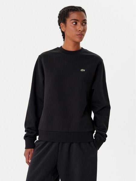 Lacoste Bluza SF5270 Czarny Regular Fit. Czarne bluzy damskie Lacoste, bez wzorów, z bawełny, bez ramiączek, bez kaptura. Za 499.99 zł.
