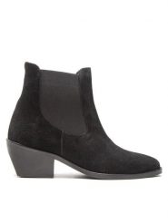 Simple Botki SL-15-02-000050 Czarny. Czarne botki damskie SIMPLE, bez wzorów, ze skóry, bez obcasa, na słupku, bez zapięcia. Za 449.99 zł.