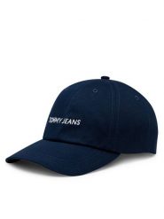 Tommy Jeans Czapka z daszkiem Linear Logo AW0AW15845 Granatowy. Niebieskie czapki damskie Tommy Jeans, bez wzorów, z bawełny. Za 99.99 zł.