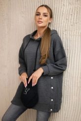 Bluza ocieplana z napami grafitowa. Szare bluzy damskie KESI, l, bez wzorów, z bawełny, bez ramiączek, bez kaptura. Za 238.37 zł.