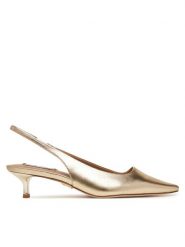 Steve Madden Sandały Kari SM11003377 Złoty. Żółte sandały damskie Steve Madden, bez wzorów, ze skóry, bez obcasa, na szpilce, bez zapięcia. W wyprzedaży za 259.99 zł.