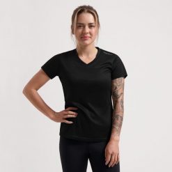 Funkcjonalna koszulka damska Rogelli PROMOTION LADY. Czarne koszulki sportowe damskie Rogelli, l, bez wzorów, bez ramiączek. Za 49.00 zł.