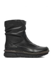 Rieker Botki CEO-73366-01 Czarny. Czarne botki damskie Rieker, bez wzorów, ze skóry, bez obcasa, na płaskiej podeszwie, bez zapięcia. Za 429.99 zł.
