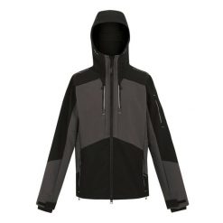 Kurtka Softshellowa Męska Rozciągliwa Trzywarstwowa. Czarne kurtki męskie Regatta, l, bez wzorów, z materiału, z kapturem, trekkingowe. Za 293.99 zł.