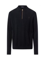 Fred Perry Męski sweter z dzianiny Mężczyźni Bawełna niebieski w paski, XL. Niebieskie swetry męskie Fred Perry, m, bez wzorów, z bawełny, eleganckie, bez kołnierzyka, bez ramiączek. Za 999.95 zł.