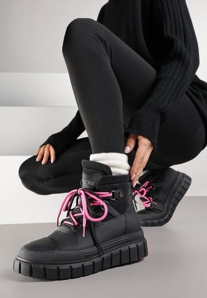 Czarne Śniegowce Vices na Platformie z Tłoczeniem Anorrise. Czarne śniegowce damskie Renee, z jeansu, bez zapięcia. Za 79.99 zł.