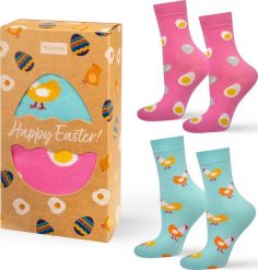 Soxo Zestaw 2x Damskie Skarpetki SOXO happy easter w opakowaniu na prezent 3540. Skarpetki damskie Soxo, bez wzorów. Za 53.99 zł.