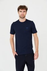 AERONAUTICA MILITARE Granatowy t-shirt. Niebieskie t-shirty męskie Aeronautica Militare, m, bez wzorów, bez kołnierzyka, bez ramiączek. W wyprzedaży za 229.99 zł.