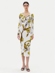 Versace Jeans Couture Sukienka codzienna 78HAO920 JS471 Biały Regular Fit. Białe sukienki damskie Versace Jeans Couture, na co dzień, bez wzorów, z jeansu, bez kołnierzyka, bez ramiączek, proste. Za 1,449.00 zł.