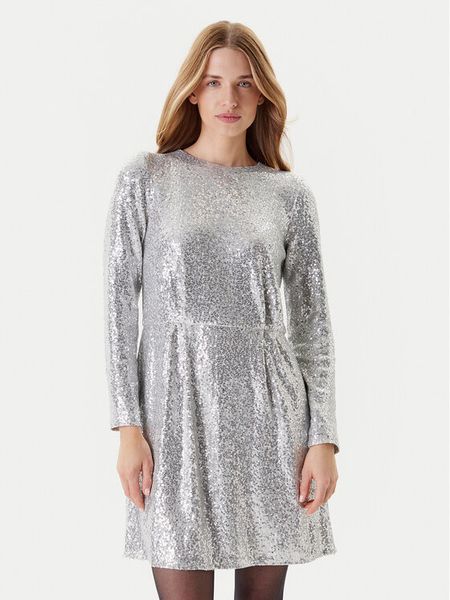 United Colors Of Benetton Sukienka koktajlowa 4RO6DV0AC Srebrny Regular Fit. Szare sukienki damskie United Colors Of Benetton, l, bez wzorów, z syntetyku, wizytowe, bez kołnierzyka, bez ramiączek. Za 249.99 zł.