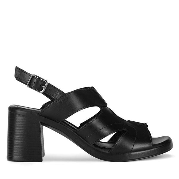 Sandały Lasocki. Czarne sandały damskie Lasocki, bez wzorów, bez obcasa, na słupku, bez zapięcia. Za 199.99 zł.