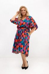 Sukienka Arie w kolorowe koła z paskiem | 100% wiskoza | OVERSIZE PLUS SIZE LATO. Sukienki damskie Moda Size Plus Iwanek, na co dzień, na lato, plus size, bez wzorów, z elastanu, eleganckie, bez kołnierzyka, plus size, bez ramiączek, maxi, dopasowane. Za 329.90 zł.