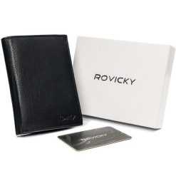 Portfel męski czarny Rovicky N74-PZ-CCR-RFID-BLAC. Czarne portfele męskie ROVICKY, bez wzorów, ze skóry. Za 57.99 zł.