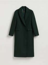 Płaszcz z wełną Bellandi - morski. Zielone płaszcze damskie Reserved, l, bez wzorów, z tkaniny, bez kołnierzyka, bez kaptura. Za 599.99 zł.