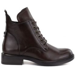 Botki damskie workery ocieplane brązowe Vinceza 58677. Brązowe botki damskie VINCEZA, bez wzorów, ze skóry ekologicznej, eleganckie, bez obcasa, bez zapięcia. Za 159.99 zł.