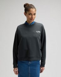 DAMSKA BLUZA LEE LOGO CREW SWS WASHED BLACK 112377768. Czarne bluzy damskie Lee, s, bez wzorów, bez ramiączek, bez kaptura. Za 139.99 zł.