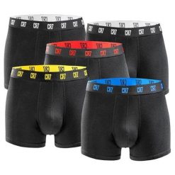 CR7 bokserki męskie 5-pack, kolorowy pas, rozmiar M. Czarne bokserki męskie CR7 Cristiano Ronaldo, bez wzorów. Za 253.99 zł.