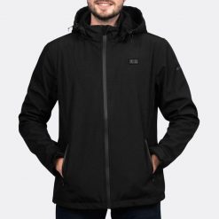 Podgrzewana kurtka softshell. Czarne kurtki męskie G-HEAT, na zimę, l, bez wzorów, z softshellu, bez kaptura, trekkingowe. Za 738.65 zł.