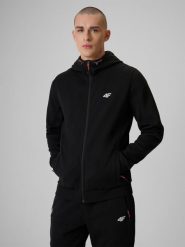 4F Bluza dresowa regular z kapturem męska - czarna M. Czarne bluzy męskie 4F, m, bez wzorów, z dresówki, bez ramiączek, z kapturem. Za 229.99 zł.