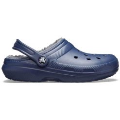Klapki Crocs Classic Lined Clog. Niebieskie klapki damskie Crocs, bez wzorów, bez obcasa, bez zapięcia. Za 229.99 zł.
