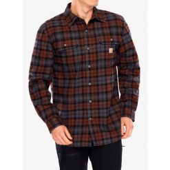 Koszula męska Carhartt Heavyweight Flannel L/S Plaid Shirt. Czerwone koszule męskie Carhartt, l, bez wzorów, casualowe, bez kołnierzyka, bez ramiączek. Za 314.99 zł.