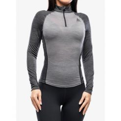 Bluza termiczna damska Odlo Natural Performance PW 150 BL Top Turtle Neck LS. Szare bluzy damskie ODLO, na zimę, bez wzorów, sportowe, bez ramiączek, bez kaptura. Za 265.99 zł.