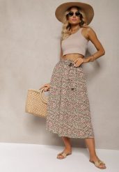 Zielono-Różowe Plisowane Spodnie Szwedy High Waist z Materiałowym Paskiem i Gumką w Talii Isefia. Zielone spodnie materiałowe damskie Renee, bez wzorów, z jeansu, eleganckie, z podwyższonym stanem. Za 39.99 zł.
