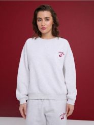 Bluza crewneck z haftem - Inny. Bluzy damskie Sinsay, l, bez wzorów, bez ramiączek, bez kaptura. Za 39.99 zł.