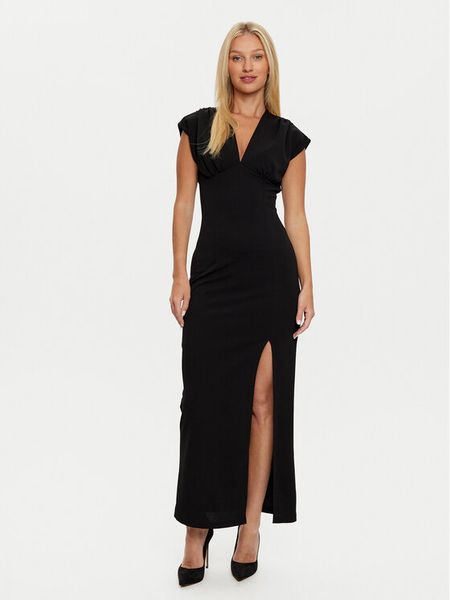 Haveone Sukienka wieczorowa AVS-M085 Czarny Regular Fit. Czarne sukienki damskie Haveone, m, bez wzorów, z syntetyku, wizytowe, bez kołnierzyka, bez ramiączek. Za 249.99 zł.