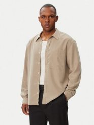 Calvin Klein Koszula Ls Drapey LV04LF113G Beżowy ciemny Regular Fit. Brązowe koszule męskie Calvin Klein, l, bez wzorów, z syntetyku, bez kołnierzyka, bez ramiączek. Za 449.99 zł.