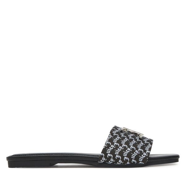 Klapki Juicy Couture. Czarne klapki damskie Juicy Couture, bez wzorów, bez obcasa, bez zapięcia. Za 159.99 zł.