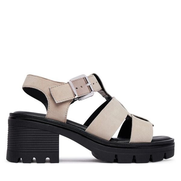 Sandały Tamaris. Brązowe sandały damskie Tamaris, bez wzorów, bez obcasa, na słupku, bez zapięcia. Za 290.99 zł.