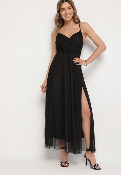 Czarna Sukienka Koktajlowa z Tiulową Siateczką Devinae. Czarne sukienki damskie Born2be, na co dzień, na lato, l, bez wzorów, z jeansu, eleganckie, bez kołnierzyka, bez ramiączek, kopertowe. Za 99.99 zł.