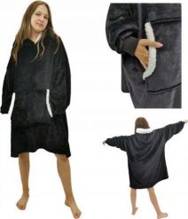 Kontrast Ciepła gruba bluza z kapturem kocobluza oversize czarna. Czarne bluzy damskie kontrast, bez wzorów, bez ramiączek, z kapturem. Za 99.85 zł.