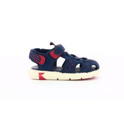 Sandały Kickers Model Jumange Kolor Niebieski. Niebieskie sandały damskie Kickers, bez wzorów, ze skóry, bez obcasa, bez zapięcia. Za 119.99 zł.