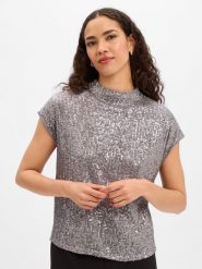 Ambiance koszula z cekinami Kobiety Dzianina szary, 40. Szare koszule damskie Ambiance, bez wzorów, z dzianiny, wizytowe, bez kołnierzyka, bez ramiączek. Za 119.95 zł.