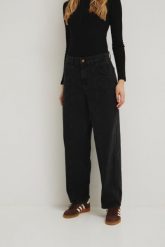 Jeansy z przeszyciem na nogawce w kolorze WASHED BLACK - BALLON-S. Czarne jeansy damskie Marsala, bez wzorów, z bawełny, casualowe, z podwyższonym stanem. Za 459.90 zł.