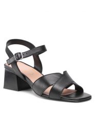 Lasocki Sandały U701 Czarny. Czarne sandały damskie Lasocki, bez wzorów, ze skóry, bez obcasa, na słupku, bez zapięcia. Za 229.99 zł.