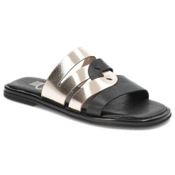 Czarne Klapki Lemar Wygodne Buty Na Lato. Czarne klapki damskie Lemar, na lato, z aplikacjami, ze skóry, eleganckie, bez obcasa, na płaskiej podeszwie, bez zapięcia. Za 169.00 zł.