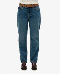 Superdry Jeansy Mid Rise Straight Leg z bawełny organicznej. Niebieskie jeansy damskie Superdry, bez wzorów, z bawełny, klasyczne. Za 438.50 zł.