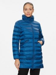 Tommy Hilfiger Płaszcz zimowy Global Stripe WW0WW39221 Niebieski Regular Fit. Niebieskie płaszcze damskie Tommy Hilfiger, na zimę, xxs, bez wzorów, z syntetyku, bez kołnierzyka, bez kaptura. Za 879.99 zł.