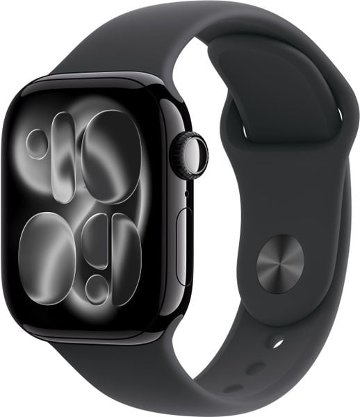 Smartwatch Apple Watch Series 11 (GPS + Cellular) 42mm Mirror Black Aluminum Case with Black Sport Band, S/M. Czarne zegarki smartwatch Apple, bez wzorów. Za 2,954.71 zł.