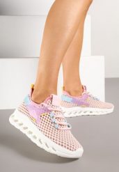 Różowe Siateczkowe Buty Sportowe Sneakersy na Grubej Tłoczonej Podeszwie Luriane. Czerwone obuwie sportowe damskie Born2be, bez wzorów, z jeansu, bez zapięcia. Za 84.99 zł.