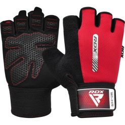 Rękawiczki fitness W1 - Z otwartymi palcami - Czerwony - XL. Czarne rękawiczki męskie RDX SPORTS, bez wzorów, z bawełny. Za 286.55 zł.