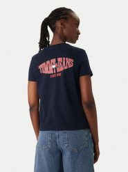 Tommy Jeans T-Shirt Wavy Flag DW0DW22274 Granatowy Regular Fit. Niebieskie t-shirty damskie Tommy Jeans, xs, bez wzorów, z bawełny, bez kołnierzyka, bez ramiączek. Za 169.99 zł.