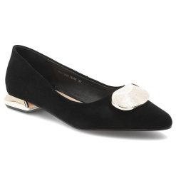 Czółenka damskie S.Barski, ze skóry naturalnej zamszowej ozdobna klamra niski obcas elegancki styl, czarne, MR61-9027. Czarne czółenka damskie S.BARSKI, z aplikacjami, ze skóry, biznesowe, bez obcasa, na obcasie, bez zapięcia. Za 279.00 zł.